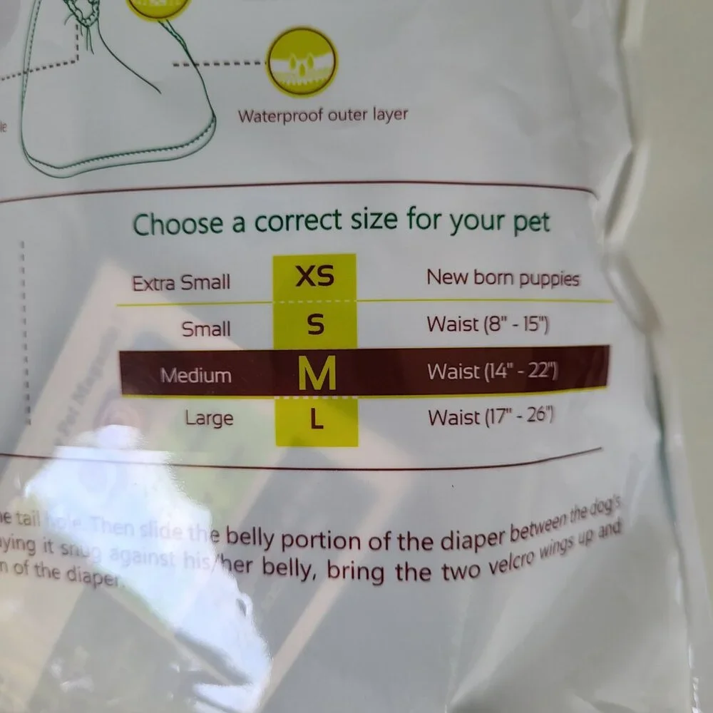 Dog Female Diapers 9 Reusable + 10 Disposable Waist 14